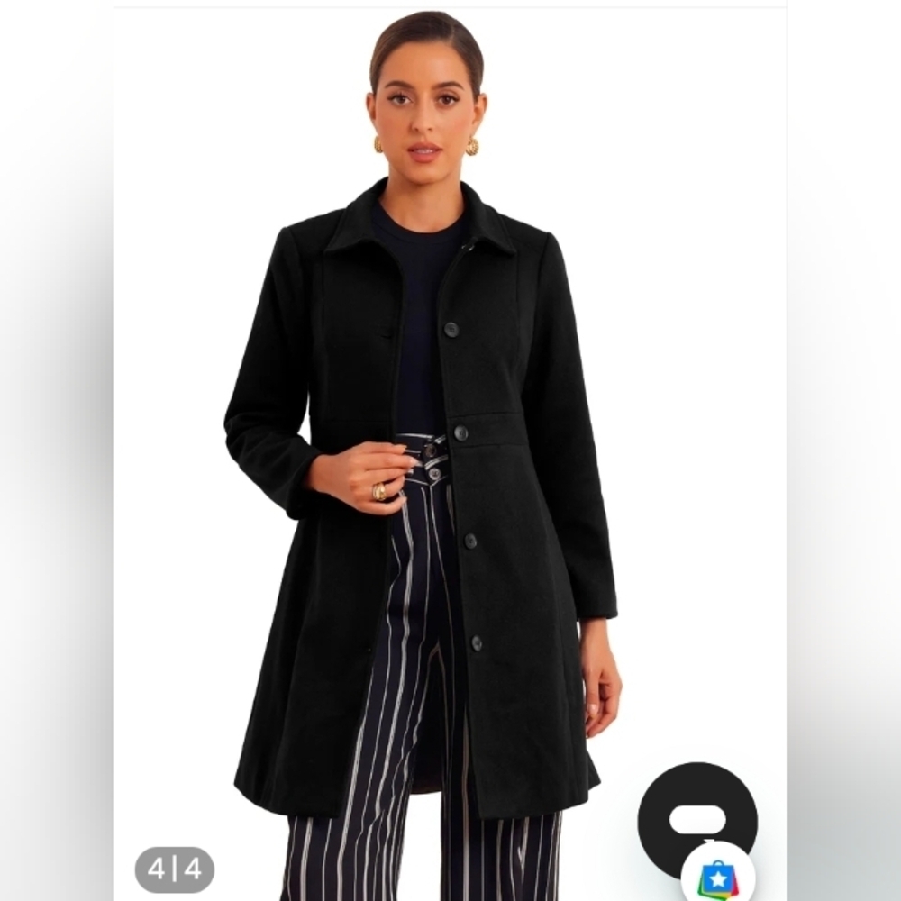 Allegra K Lapel Coats For Women's Button Down Single Breasted Long Sleeve Elegan